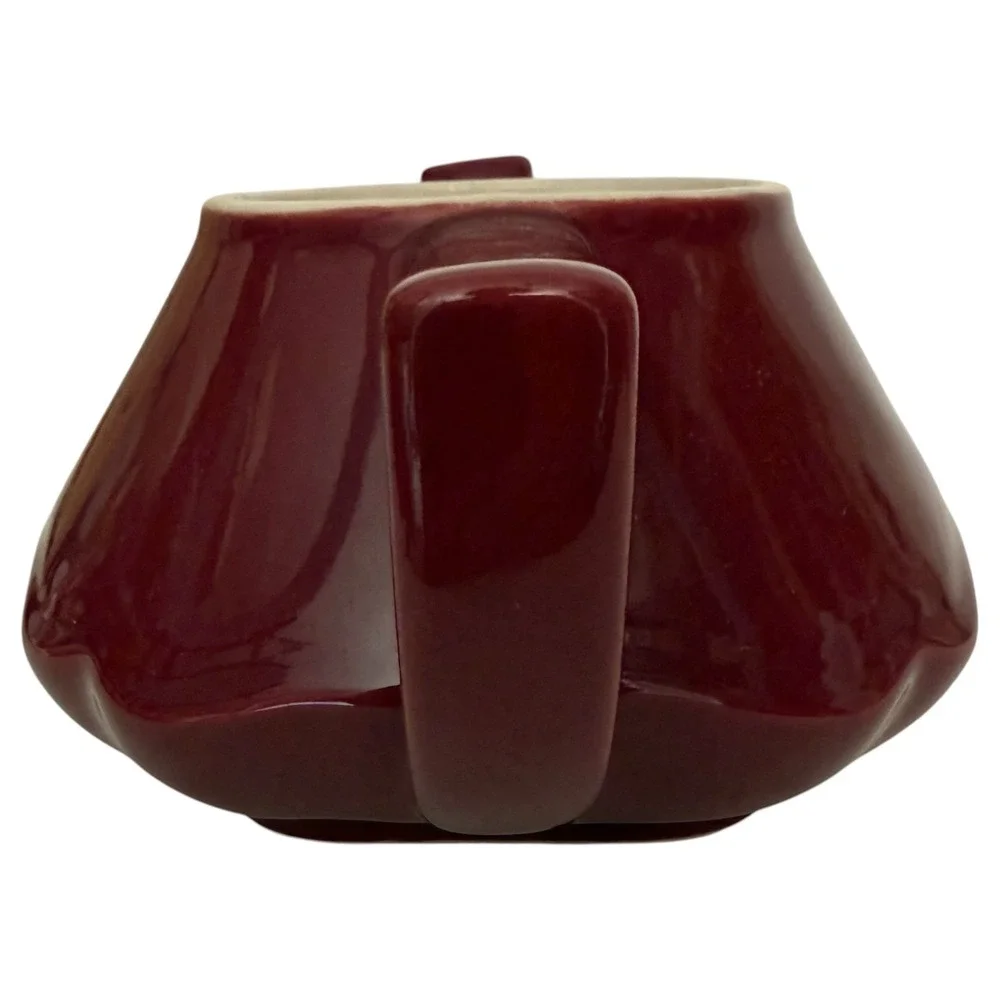 Vintage Hall Baltimore Teapot Ceramic Burgundy Maroon Red Art Deco Made in USA